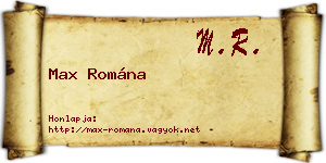 Max Romána névjegykártya
